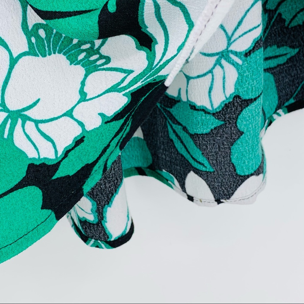 Anthropologie Maeve Juno Floral Mini Dress Green Black White Size XXS - Picture 5 of 10